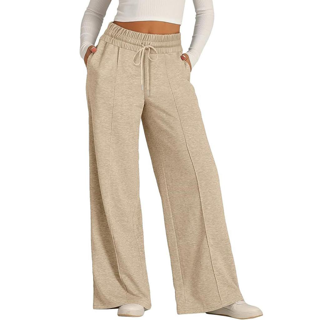 Damen Elastischer Bund Manschetten Hose Hose Sommer Locker Geschnitten Wander Jogginghose Mit Tasche