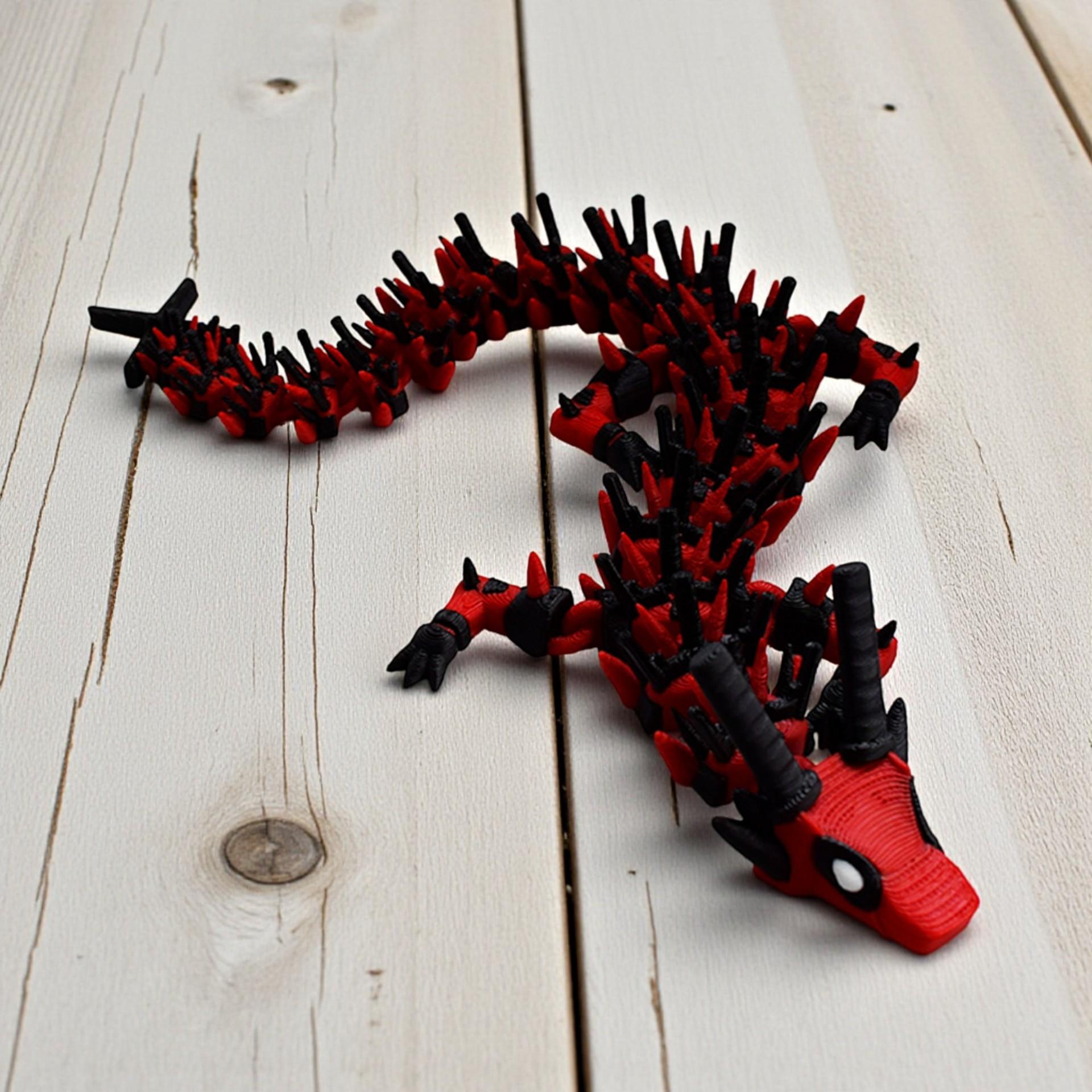 

Black Red Dragon Toy Statue 3D Printing Stress Relief Toy Joints Movable Simulation Dragon Animal Model Desktop Decor Boy Gift