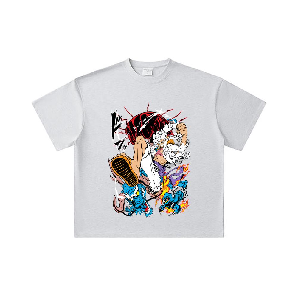 260 GSM Double Yarn 32 Count 100% Cotton One Piece V7 Luffy Kaido Print Unisex Heavy Cotton T Shirt