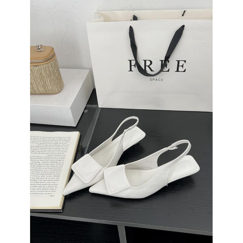 Design sense French temperament not tired feet high heels women's 2025 new thin heel pointed head bag head sandals empty shoes