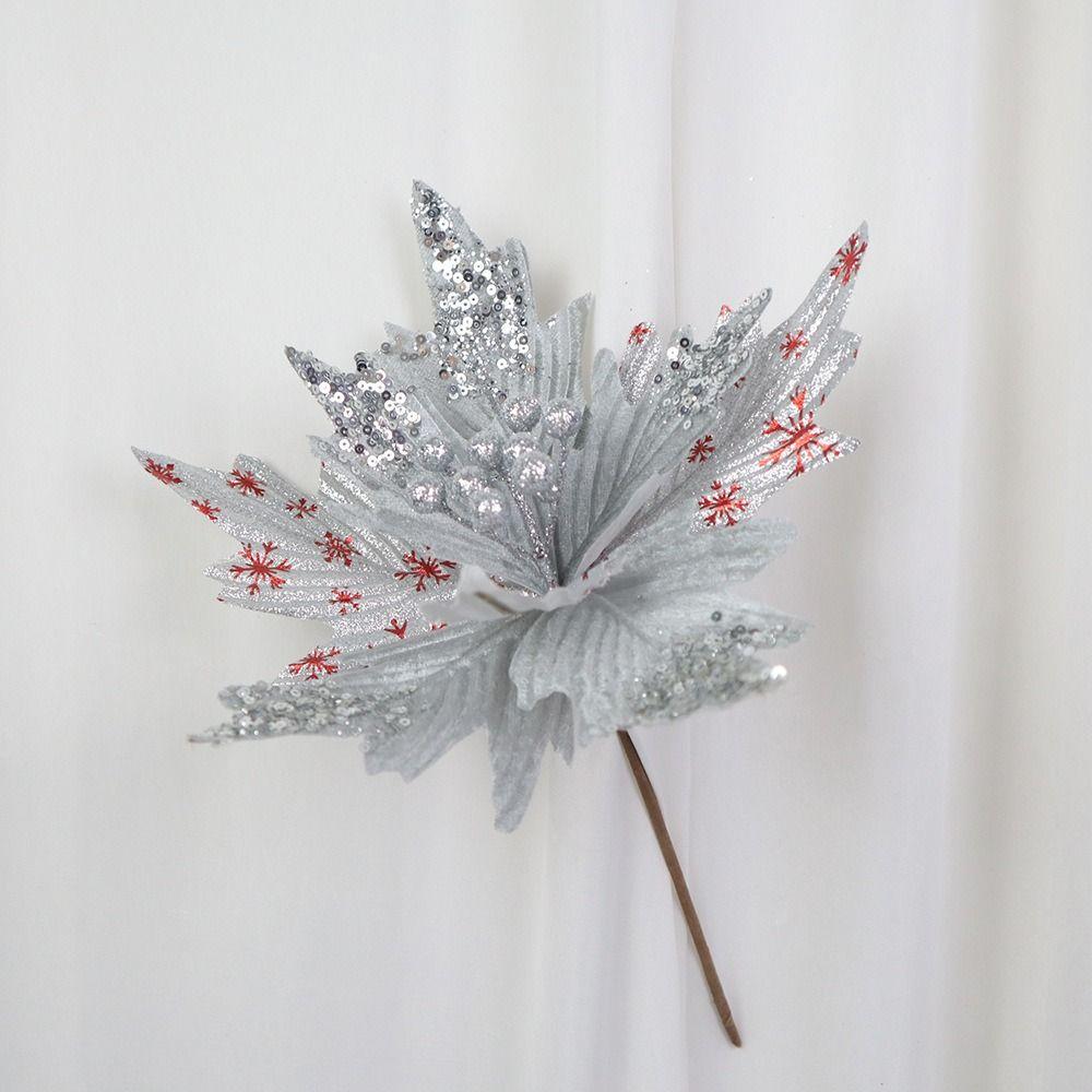 New 26cm Christmas Artificial Flowers Flannel DIY Decoration Xmas Tree Decorations Decorative Flowers Xmas