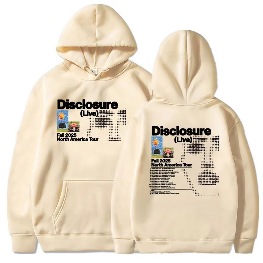

Disclosure of autumn North American tour long sleeved fashionable hooded sweatshirt casual hip-hop unisex streetwear print S