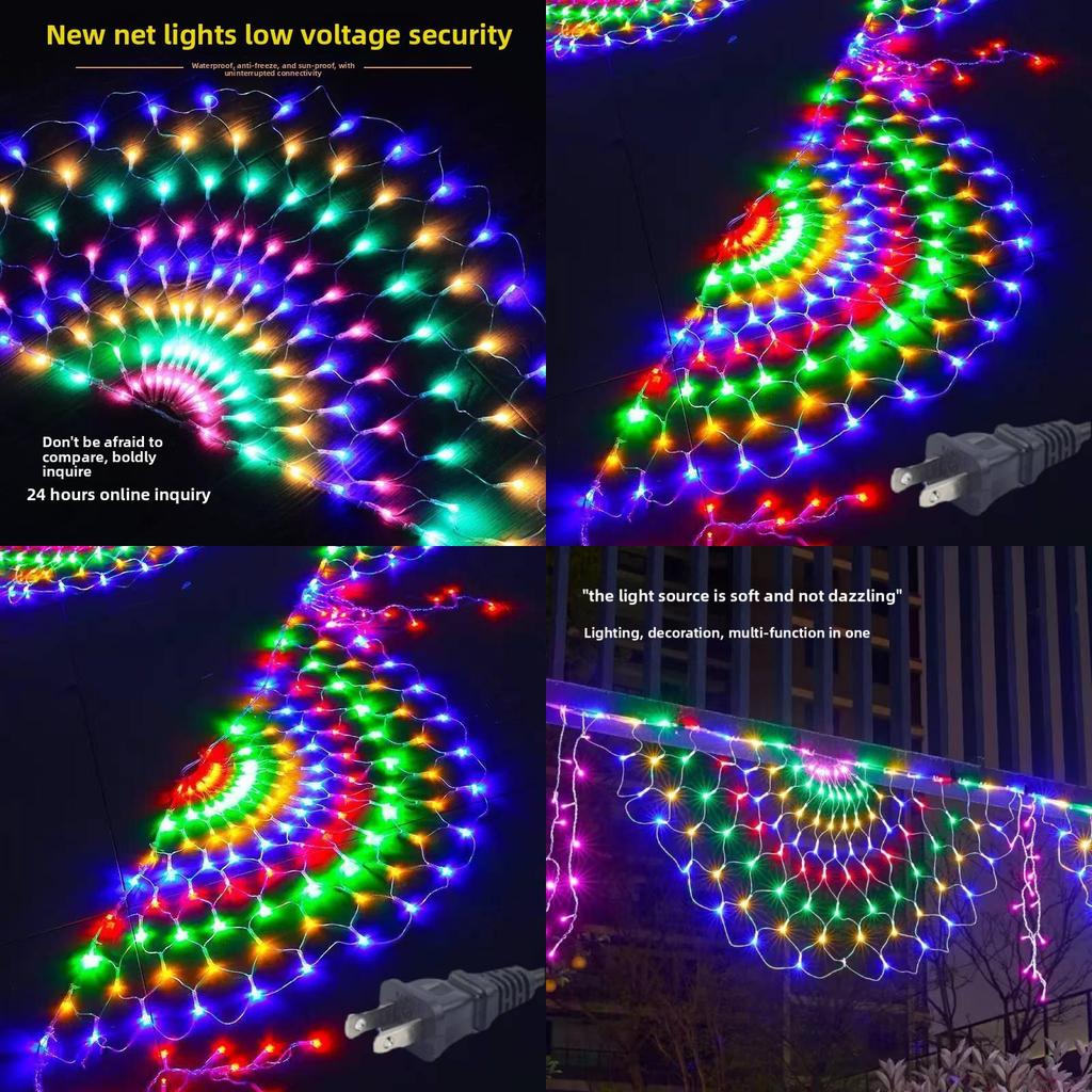 Rete di Luci LED da Esterno a Forma di Pavone Impermeabile per Decorazione di Giardini e Terrazzi