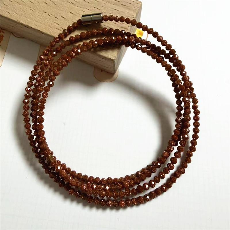 Natural Powder Tourmaline Garnet Cut Multi-Circle Bracelet Olivine Gray-Blue Moonlight Necklace Multi-Purpose Long Chain