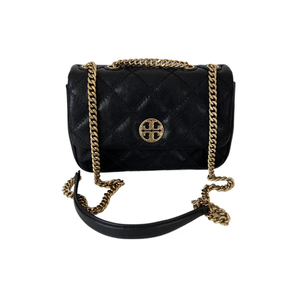 TORY BURCH Willa Leather Messenger Bag, Shoulder Bag Small Women's Black 148243-001