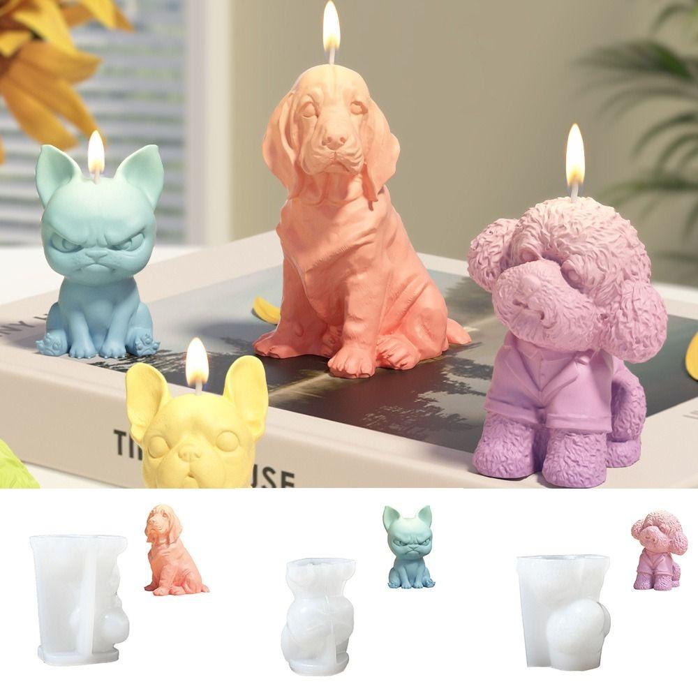 Simulated Dog Silicone Candle Mold 3D Ice Cube Mold Ornaments Mold Pudding Mold  Plaster