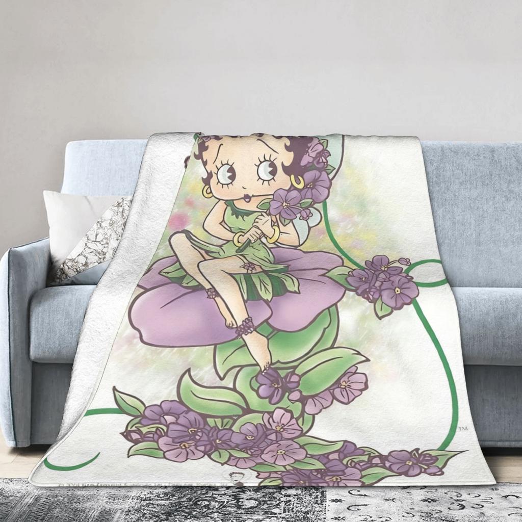 B-Bettys Boops Blanket  Super Warm Pattern Plush Throw Blanket For Boy Girl Bedroom Flannel Bedspread Bed Cover
