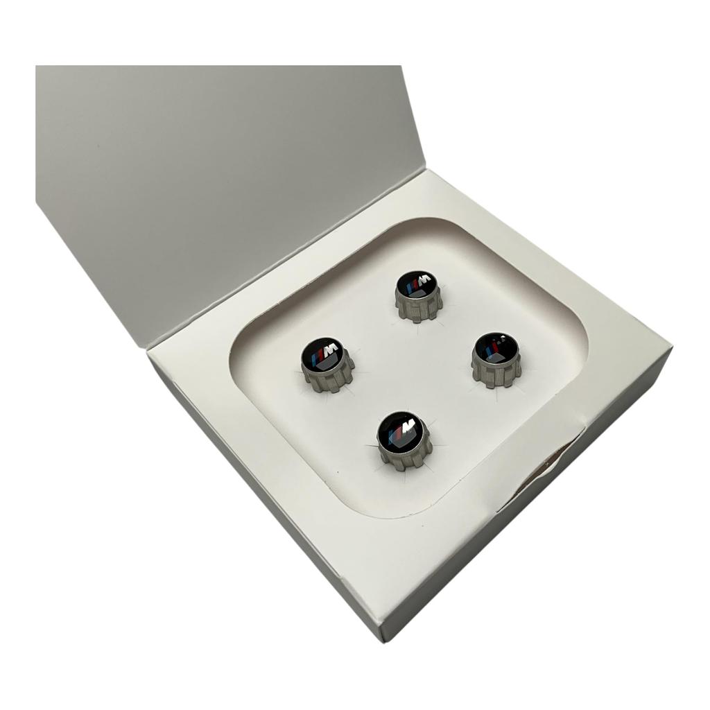 BMW Genuine M Logo Wheel Tire Valve Stem Cap Set