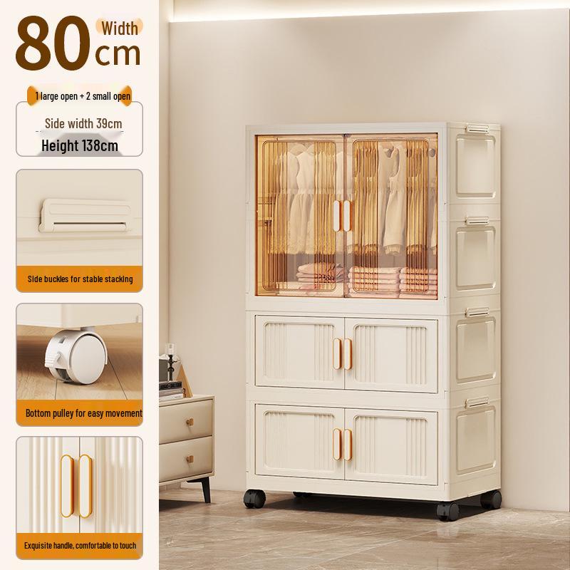 Children's Wardrobe & Storage Cabinet for Clothes, Snacks & Toys - No-Install Foldable Plastic Box