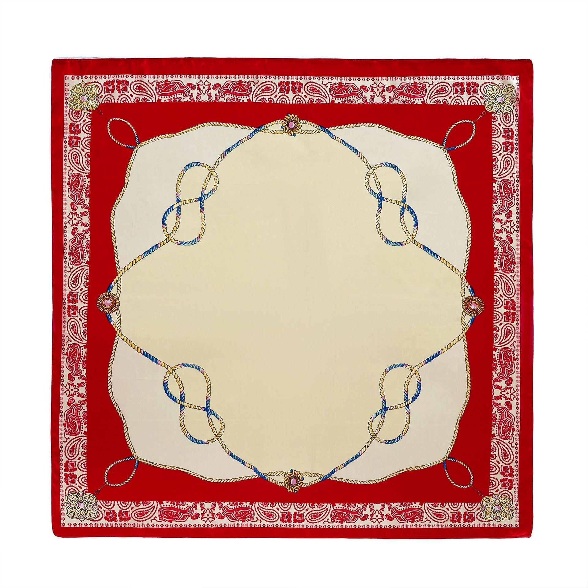 

Высококачественные роскошные шелковые шарфы, повязка на голову, шарфы, шейный шарф для женщин, шелковый шарф с цепочкой, женская декоративная шаль 90*90cm