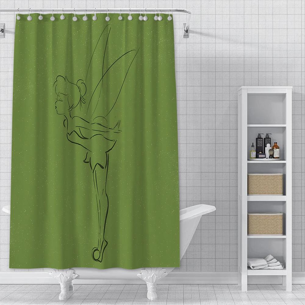 

Cartoon T-Tinker Bell Shower Curtain Waterproof Polyester Fabric Paint Colorful Bath Curtains Home Bathroom Curtain With Hook YL90x180cm