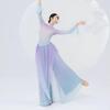 Purple Gradient Classical Dance Qipao Dress - Flowing Collar Performance Costume for Women