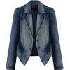 Women Pocket Button Denim Jacket Patchwork Turn-Down Collar Femme Jeans Coat Autumn  Fashion Outwear