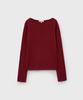 MONGDOL Boat Neck Alpaca Ribbed Knit Top Red Mdkt118Red