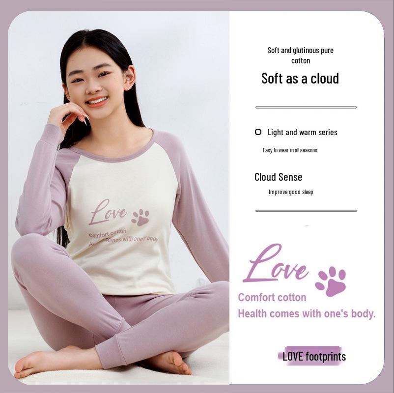 Termounderställ för barn: Bomullsunderställspyjamas för pojkar och flickor för höst och vinter