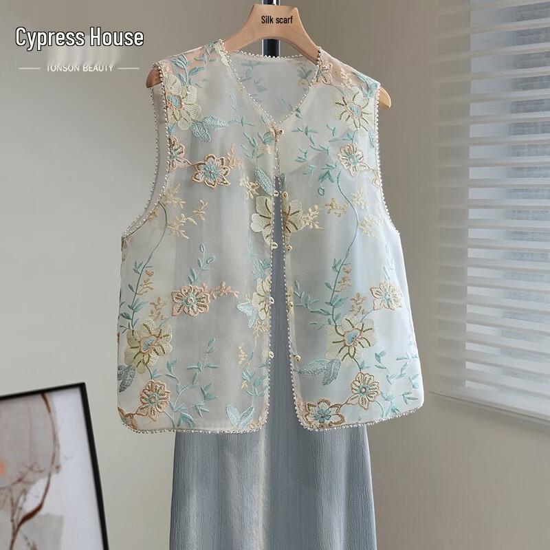 Женский новый жилет в китайском стиле, вышитый бисером L