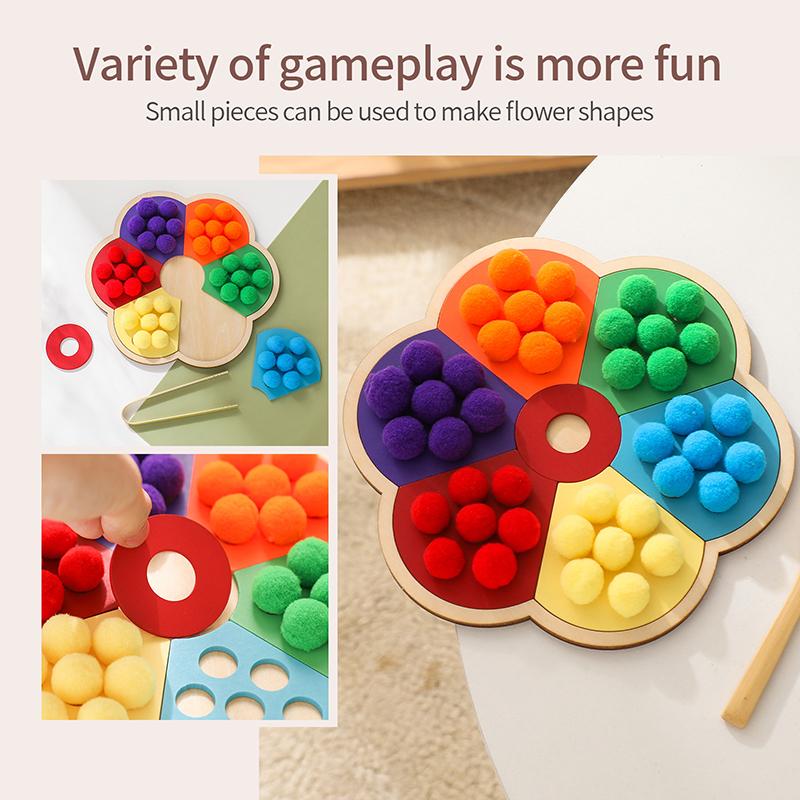 Holz Montessori Spielzeug Blumenform Regenbogenbrett Kinder Feinmotorik Bildung Spielzeug Baby Farbensortierung Sensorisches Spielzeug Kinder Geschenk