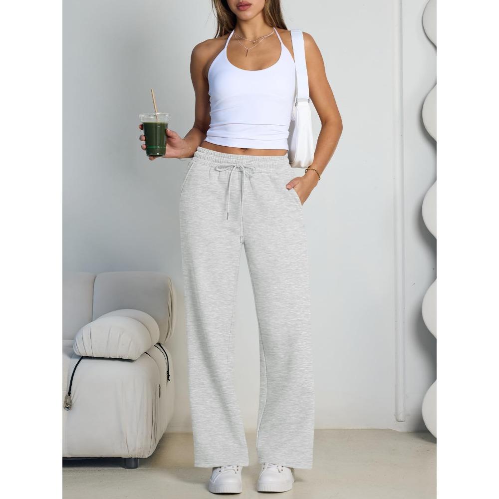 

Women s Wide Leg Pants European and American women Fleece sweatpants,waist drawstring straight leg loose dance trousers 3XL срібний