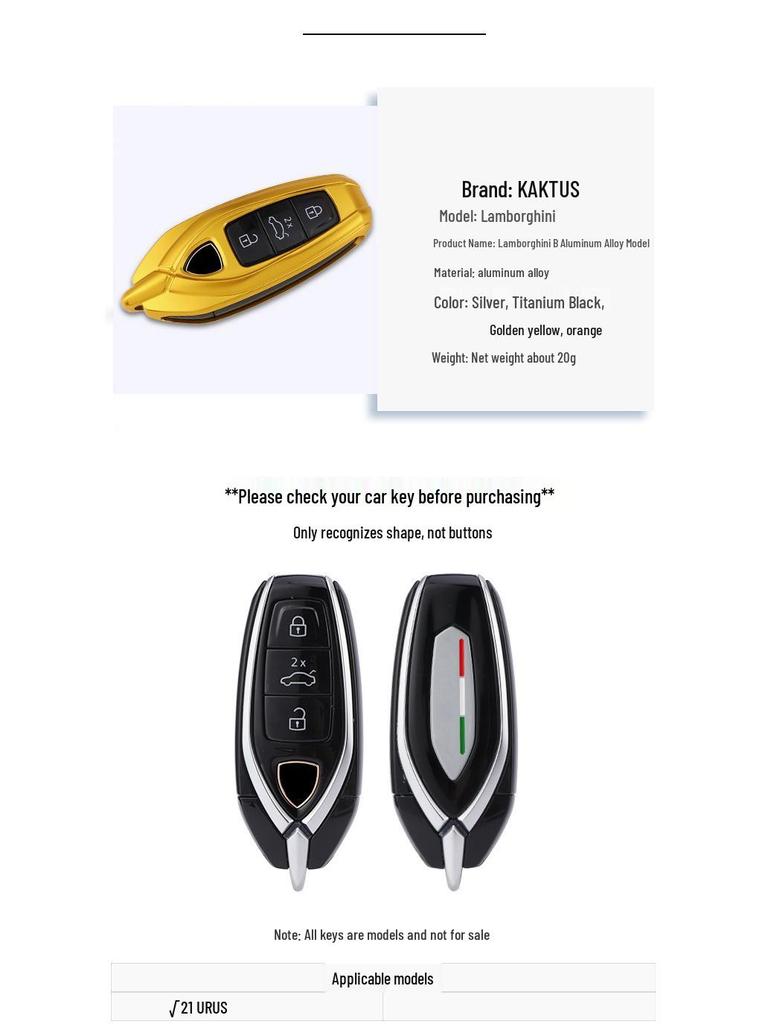 KAKTUS Cashu CNC Protective Car Key Case for Lamborghini URUS