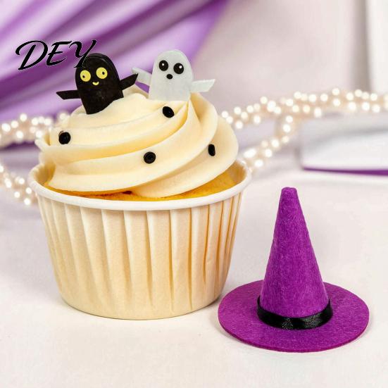 Halloween Witch Hat Decorations 2 Pcs Mini Felt Hats, Cute Tiny Wizard Wine Multi Color Hats Bottle Topper for Party Favors, DIY Crafts, Home