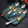 1 Pcs 17cm Stainless Steel Round Spoon Cute Dessert Spoon Coffee Children's Golden Silver Spoon Dessert Spoons Kitchen Soup