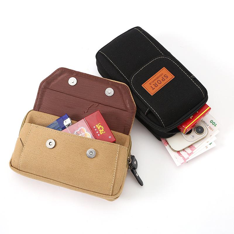 Multifunctional Canvas Waist Bag for Cell Phone, Coins, and Keys – Ideal for Outdoor Sports and Suitable for All Ages