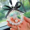 Diamond Pearl Car Pendant Cute Cartoon Heart Star Tassels Rearview Mirror Ornaments Rhinestone Woman Car Decro Accessories