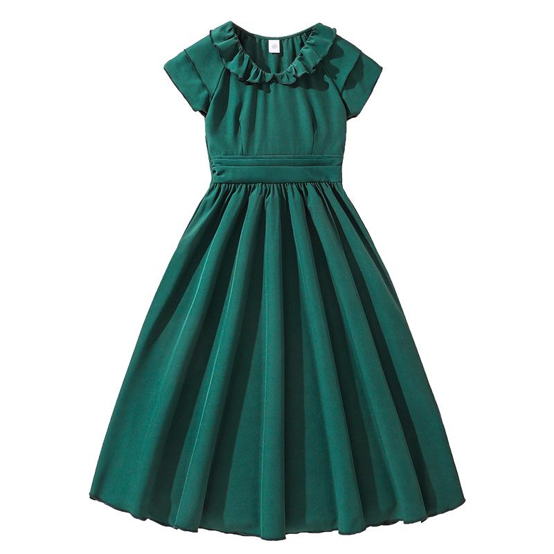 Sommer Retro Patchwork Ärmel Prinzessinnenkleid für Mädchen - Einfarbige