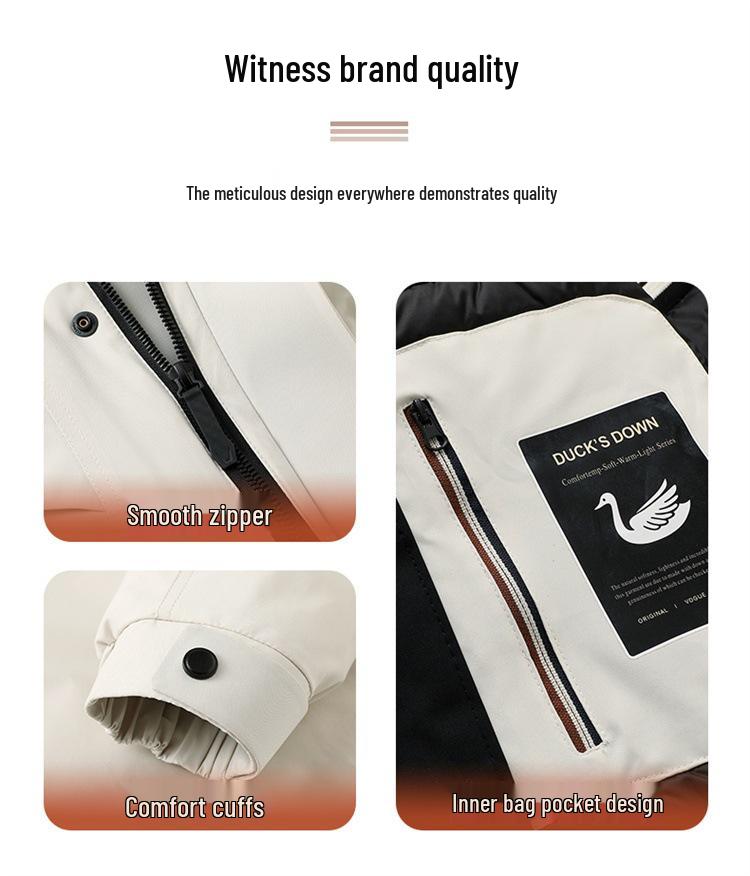 Pánská zimní zesílená péřová bunda s kapucí pro venkovní ochranu před chladem a horolezectví.