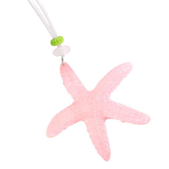 Holiday Starfish Necklace Resin Starfish Pendant Necklace Adjustable String Coastal Necklace for Women Girls Summer Beach Vacation