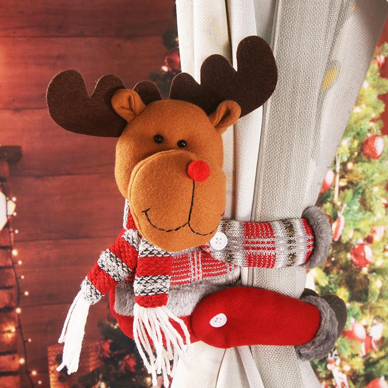 Cartoon Santa Christmas Curtain & Backdrop Hanging Ornament for Home Decorations