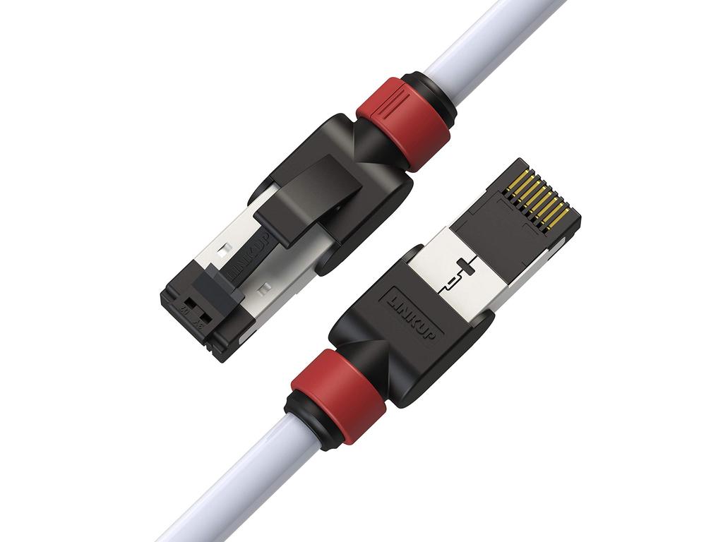 LINKUP Cat7 LAN Cable 10 Gigabit RJ45 Connectors with Double Shielded Internet Category 7 Network Cable Cable 40G 26AWG White [Versiv Certified]