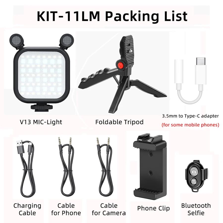 All-in-One Vlogging Kit: LED Fill Light + Monitor Mic for Smartphone/DSLR YouTube Live, TikTok & Zoom Streams