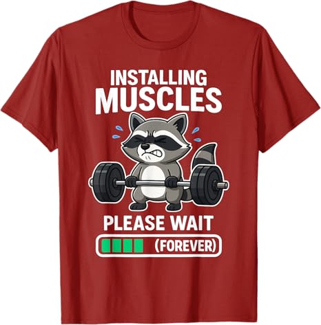 Funny Raccoon Workout Gym Fitness Weightlifting TShirt Y2k Lovely Animal Weightlifting Apparel Installing Muscles Novelty Gifts S