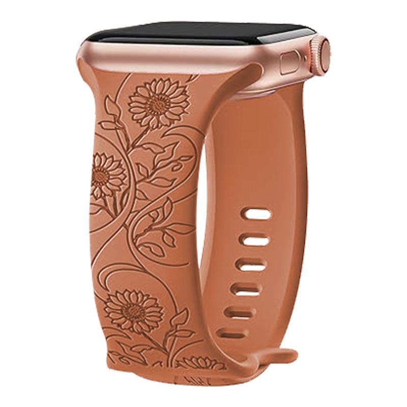 Silikonový řemínek pro Apple Watch - Laserově gravírovaný s motýlem a přezkou ve tvaru osmičky, Kompatibilní s iWatch 11.