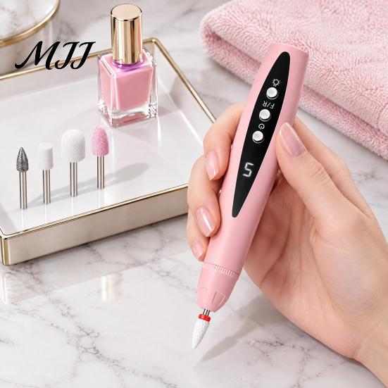 Adjustable Speed Nail Drill 2-In-1 Electric with 5 Bits, 5-Speed Cordless Manicure File Compact Care Tool UV LED Lamp, USB Rechargeable for