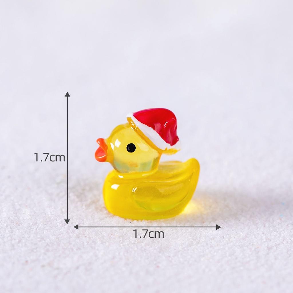 10 Teile/los Nette Leuchtende Weihnachten Ente Tier Miniaturen Mini Figur Glow in The Dark Fee Garten Dekoration Moos Terrarium Mikro landschaft