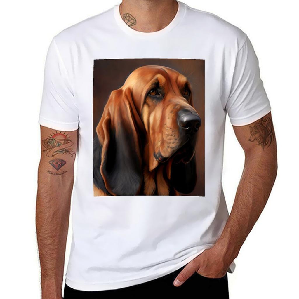 Bloodhound Oil Paint Tshirt Minimalist Plain Crew Neck Tshirt