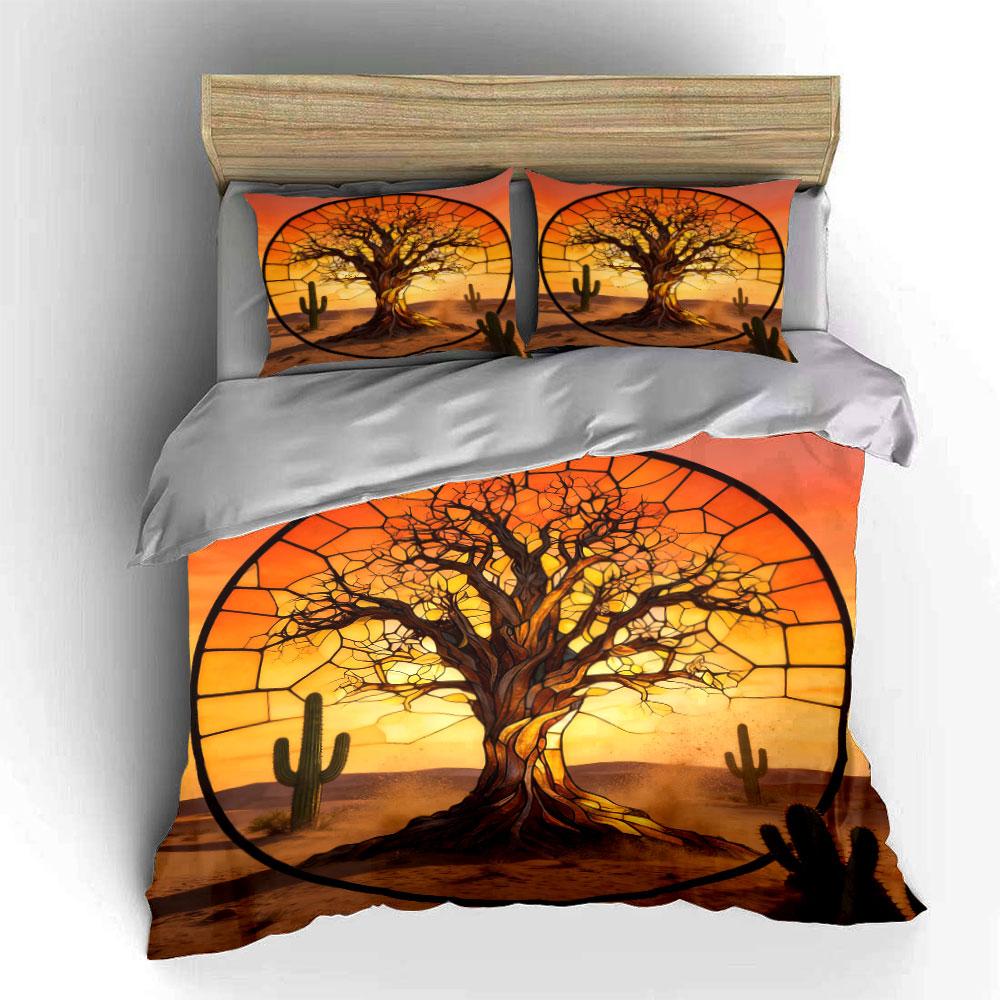 Desert Tree Art Decor Set Soft Comfortable Duvet Cover Bedding Set Included 1*Duvet Cover & 2*Pillowcases, Gift