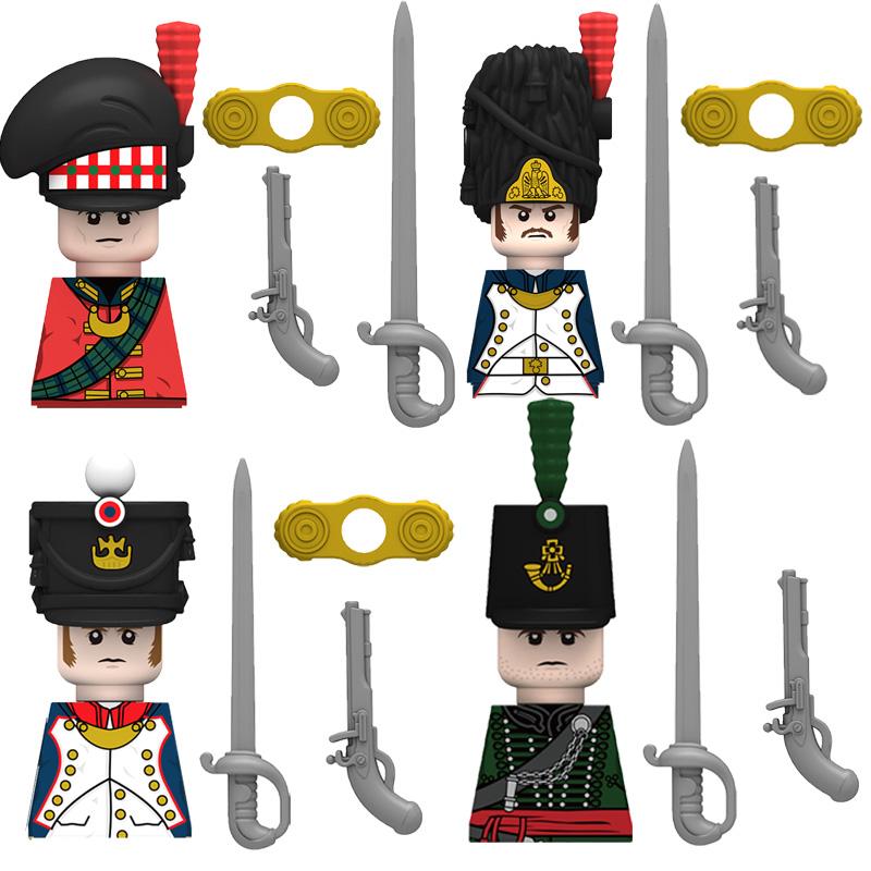 Military Medieval Building Blocks Napoleonic Wars Castle Knight Soldier Figures Weapons Guns British French Army Infantry MOC