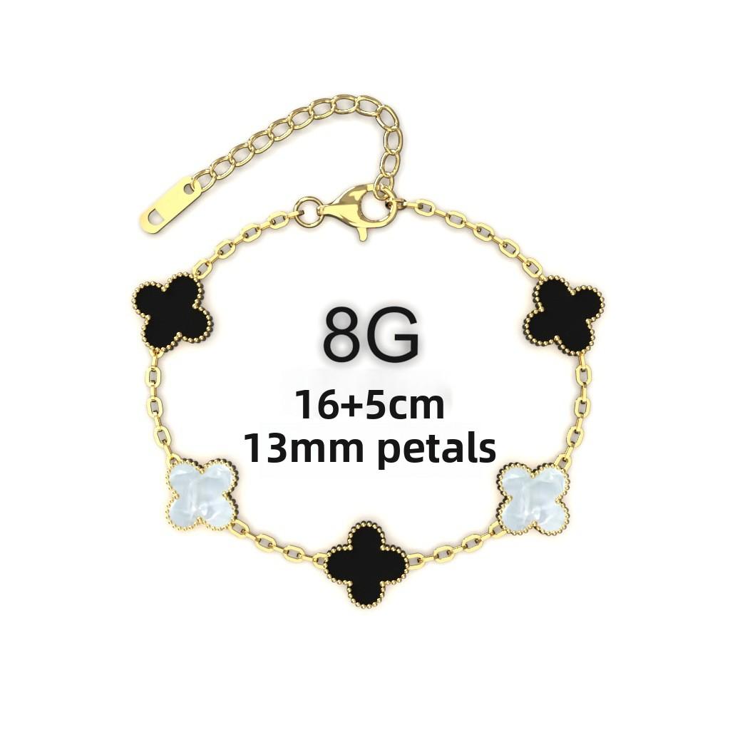13MM Titanium Steel Four-leaf Clover Bracelet Small Fresh Fashion Petals 18K Does Not Lose Color Ladies Bracelet