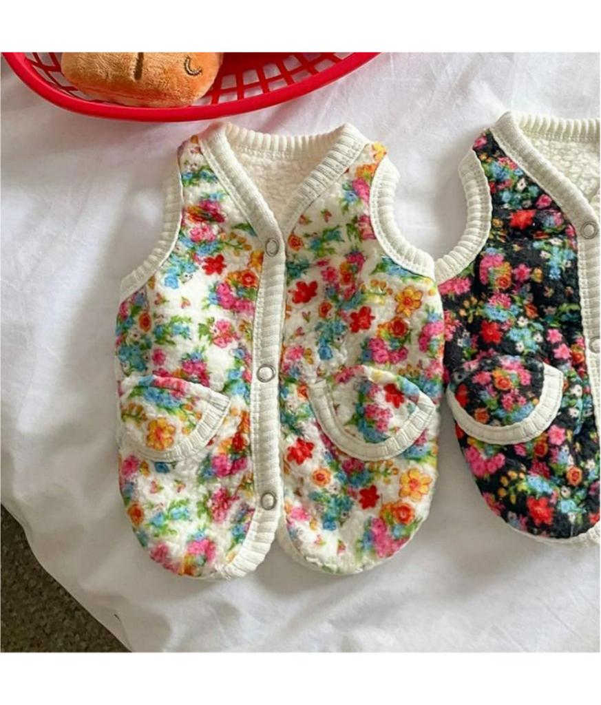 Autumn Winter Dog Clothes Small Dogs Coat Fashion Flower Cat Pet Costume Dog Warm Jacket Chihuahua Bichon Yorkie Plush Dog Vest