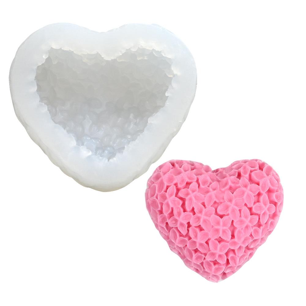 1PC Love Flower Shape Scented Candle Mold Chocolate Mousse Cake Heart Shape Silicone Mold