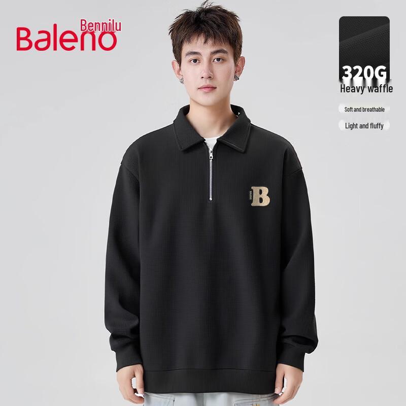 Baleno Men's Heavyweight Waffle Knit Quarter-Zip Polo Sweatshirt