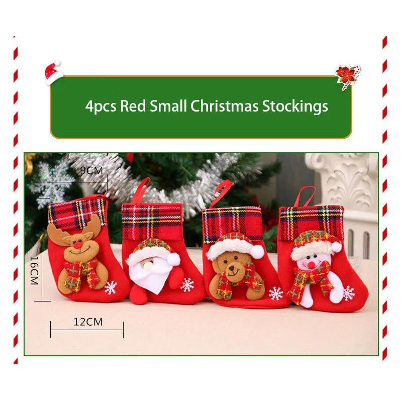 3/4Pcs Christmas Stockings Santa Snowman Hanging Xmas Tree Socks Ornaments Christmas Decor For Home New Year Candy Navidad Gift