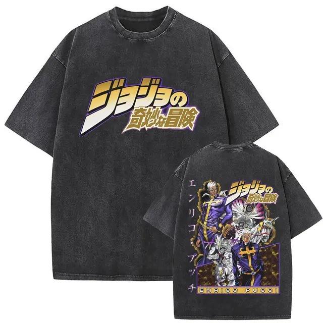 Men'S And Women'S Bizarre Adventure Graphic T-Shirt Cotton Street Wash Clothing Casual Vintage T-Shirt Anime Gu