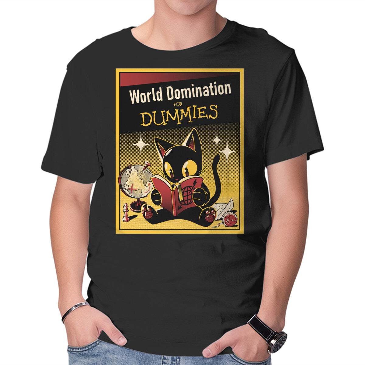 Unisex Crew Neck T-Shirt World Domination For Dummies Graphic Short Sleeve Casual Tee M