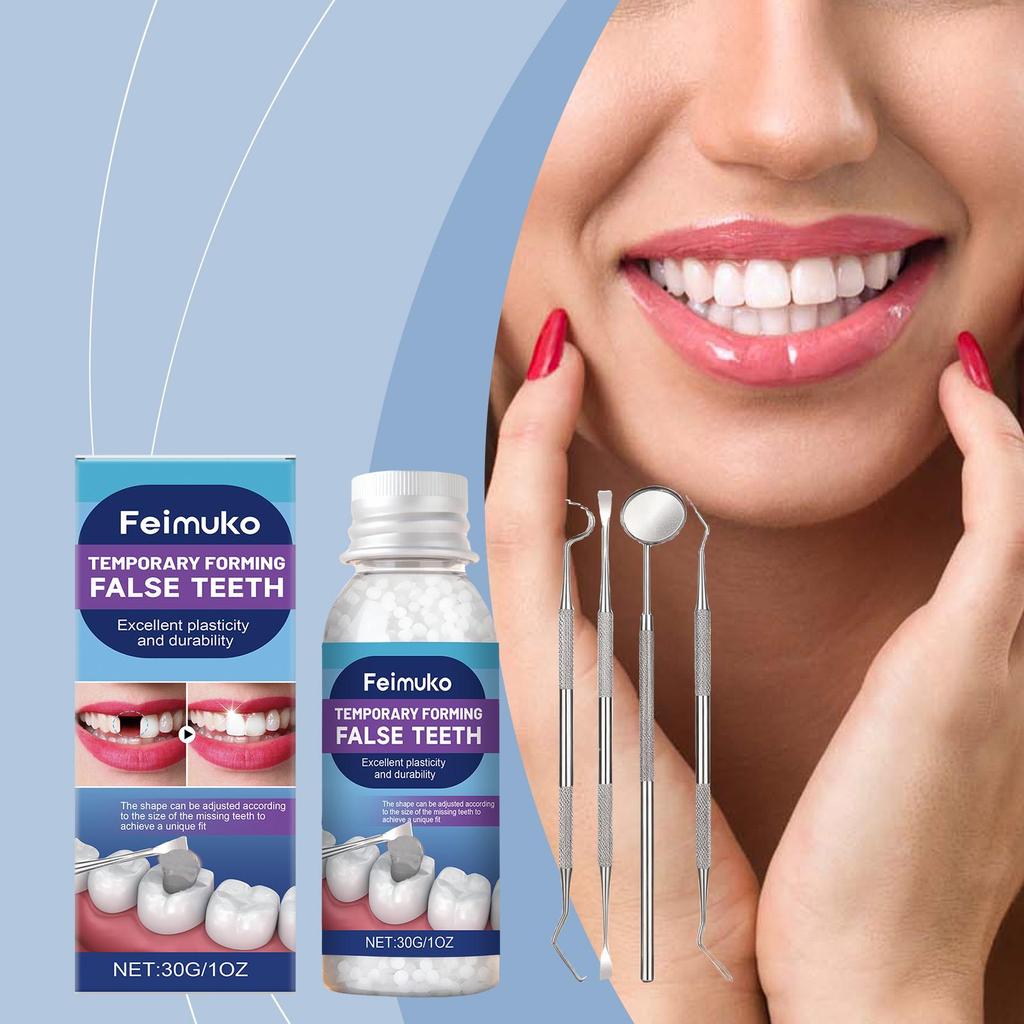 Moldable Teeth Repair Kit Temporary Dental Replacement Kit Thermal Beads For Filling Fix The Missing And Broken Tooth Artificial