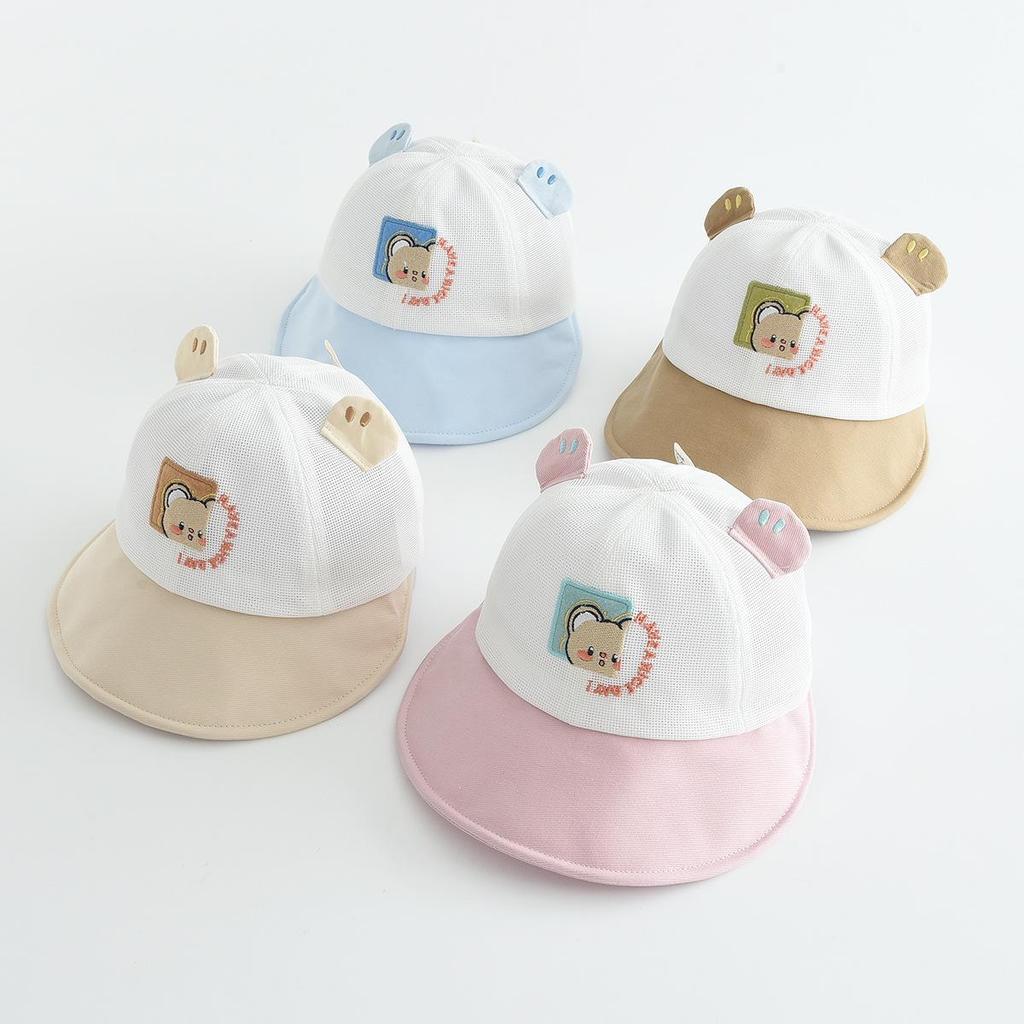 Adorable Cartoon Baby Mesh Sun Hat - Breathable, Windproof, Outdoor Bucket Design