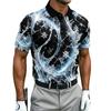 Golf Essential! Short-sleeve Polo with Striking Abstract Print, Perfect for Course Play.